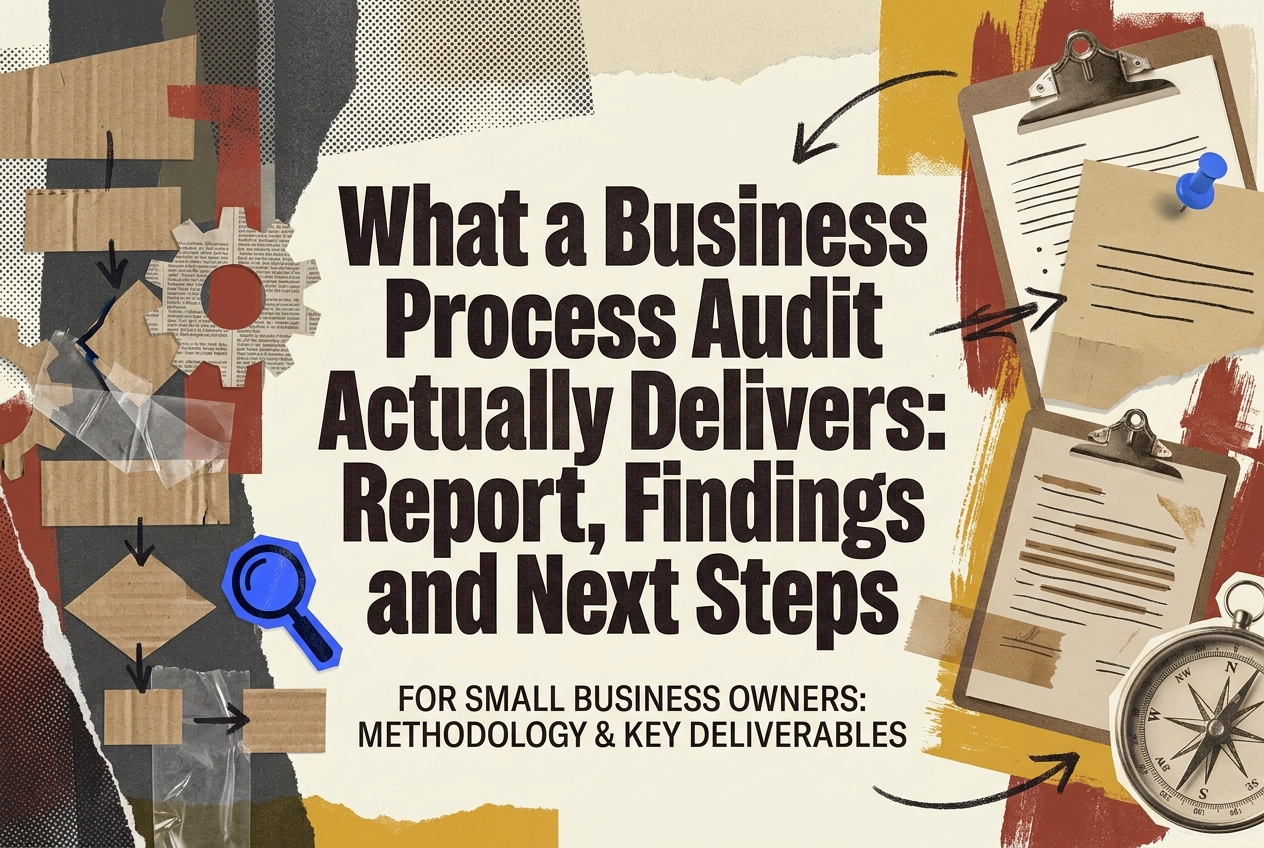Professional header image for educational tutorial: What a Business Process Audit Actually Delivers: Report, ...